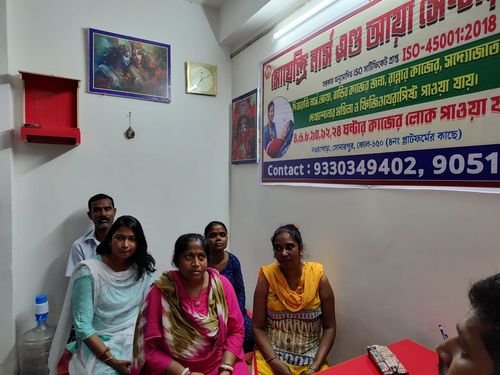 Caregivers and family members at the Soendri Nurse and Aya Centre office